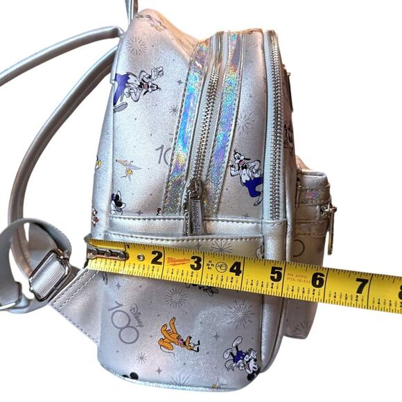 Loungefly Disney100 Anniversary Mickey & Friends Silver Opalescent Mini Backpack main image 13